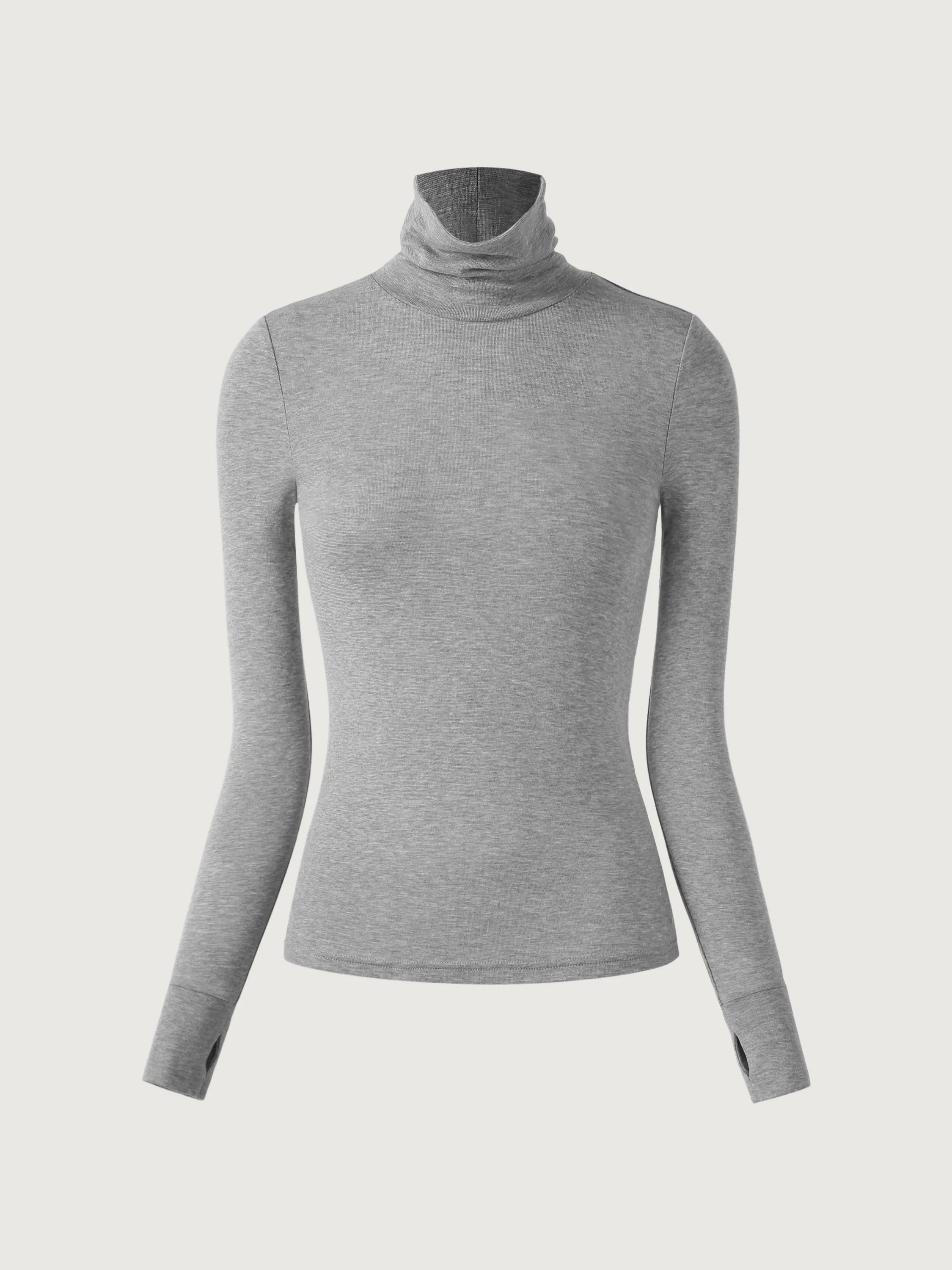 Wool Semi-Sheer Turtleneck Top CompressionSupportWeave RibbedTrims