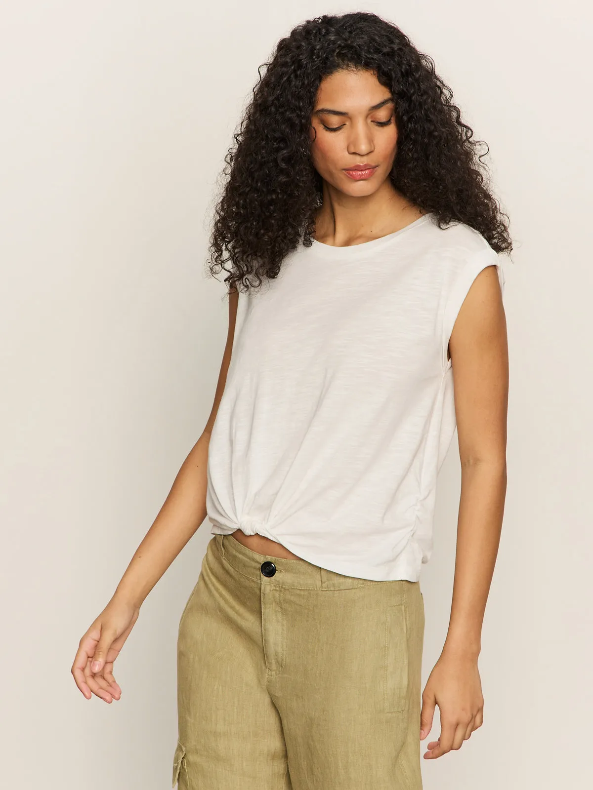 Durable Fabric Knotted Muscle Tee White