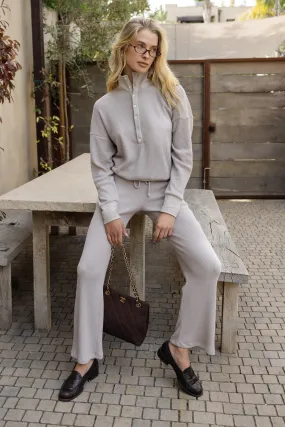 Lazy Day Waffle Wide Leg Pant Anti Pill Finish Tapered Cut