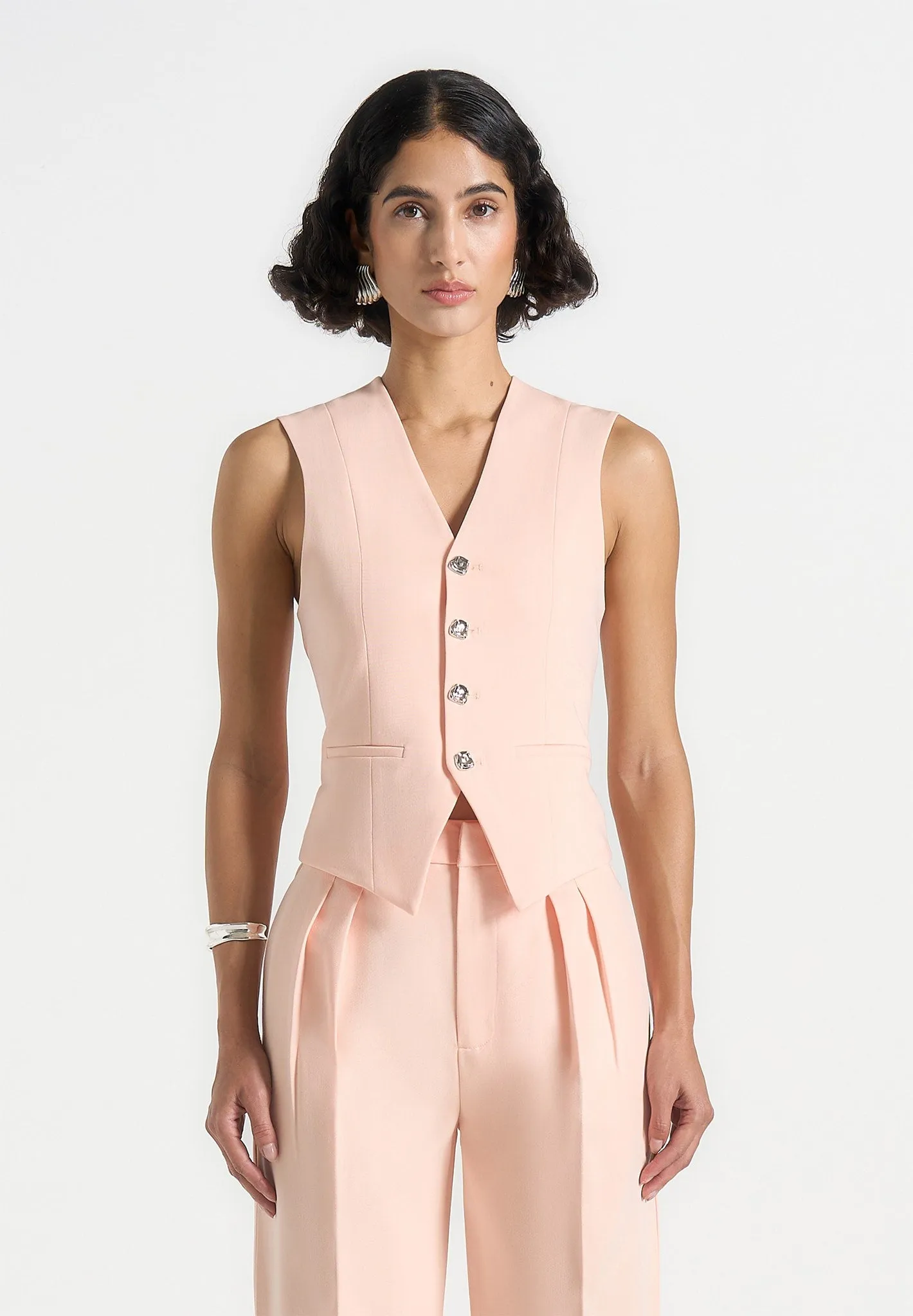 Christine - Tailored Cinch Waistcoat - Peach elegant design Comfortable Tailoring