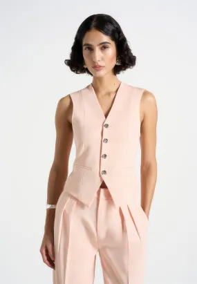 Christine - Tailored Cinch Waistcoat - Peach Noise Reduction Fabric Refined Appearance