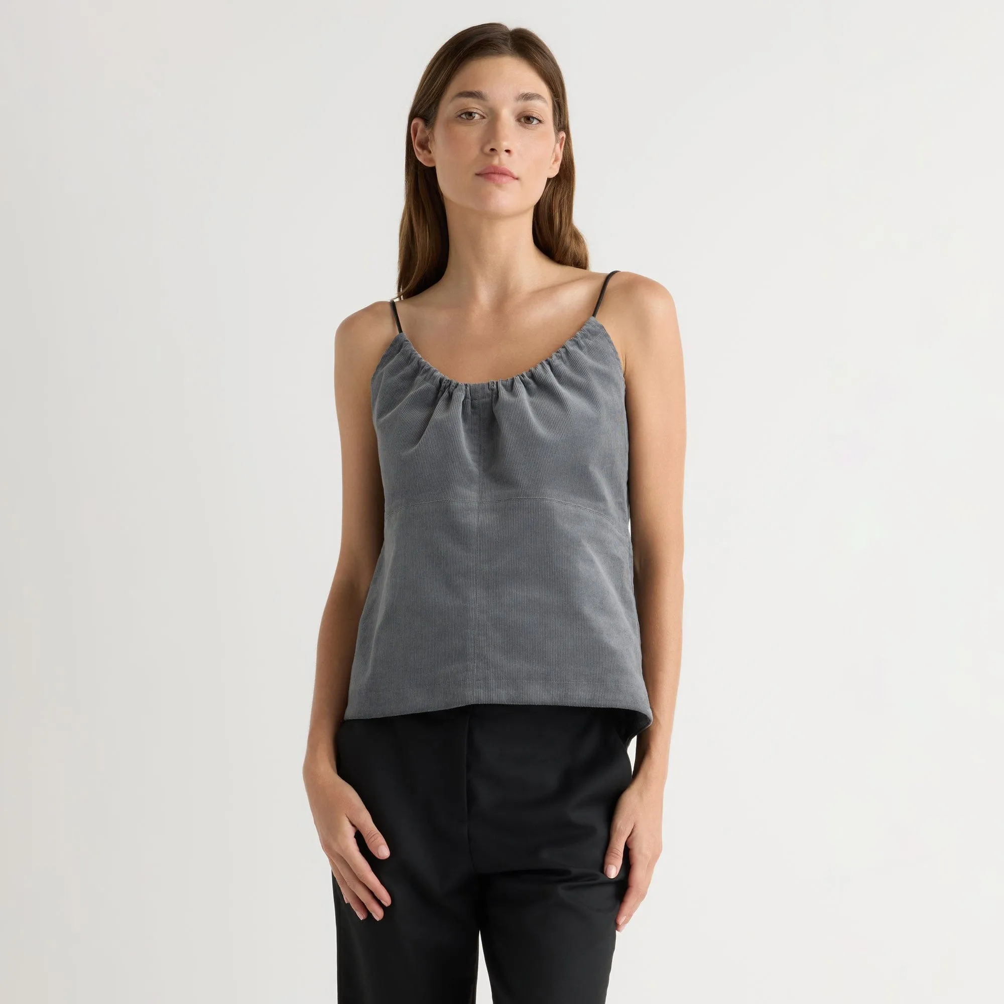 Tailored Silhouette Nefferti Corduroy Ruched Cami