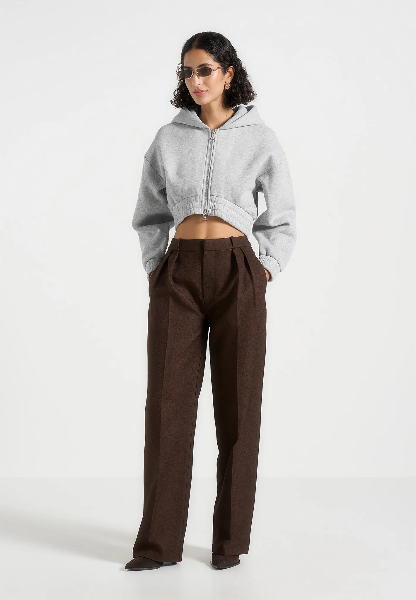 High Durability Material Formal Tank Josiane - Relaxed Zip Through Hoodie - Grey