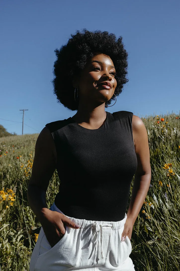 Wyatt Shoulder Pad Bodysuit - FINAL SALE Flexible Ribbed Cuffs