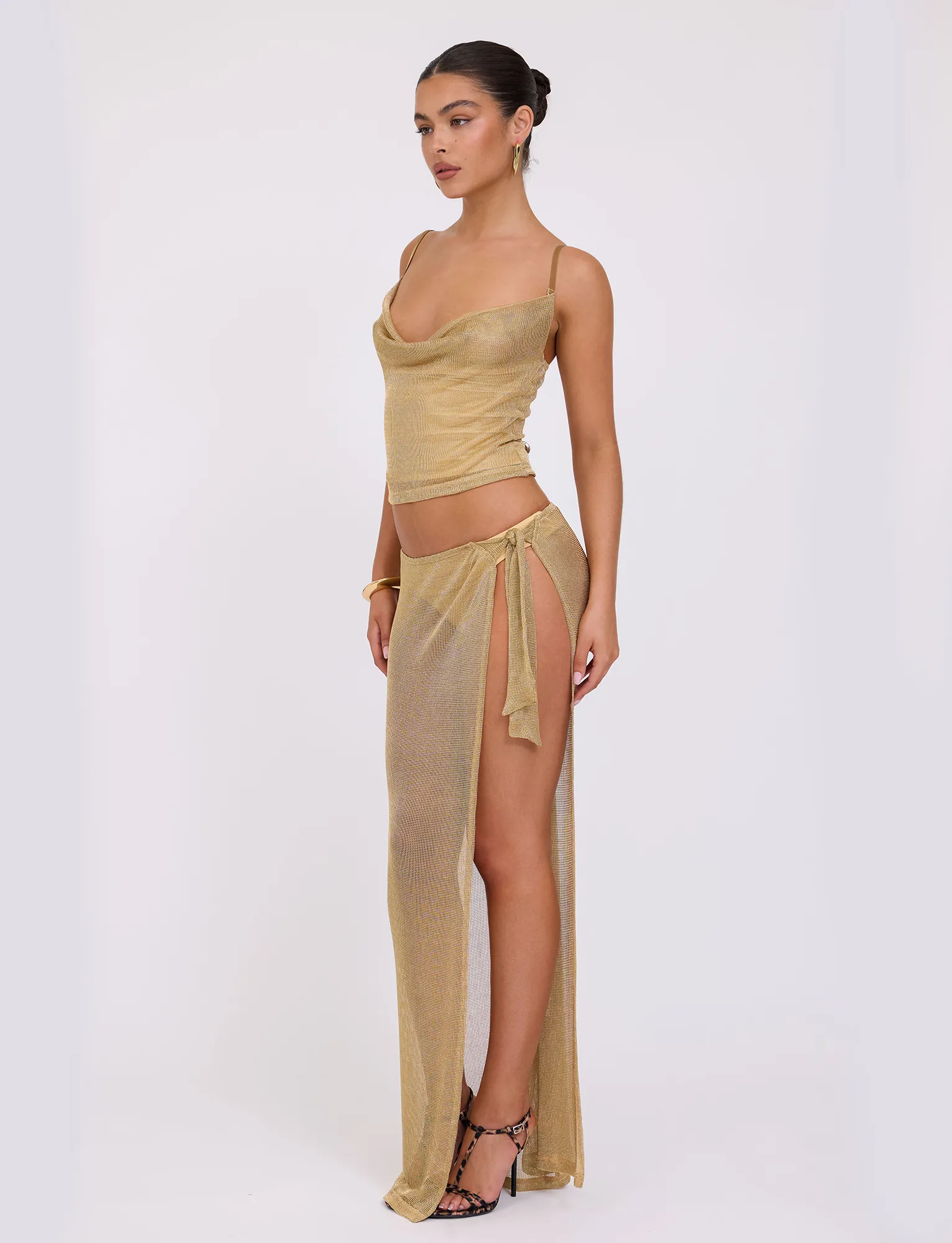 Breathable fabric WYNNE SKIRT - GOLD