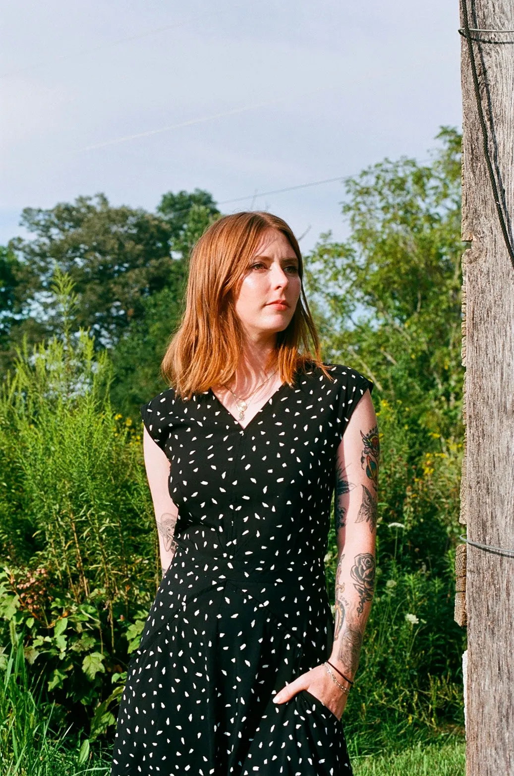 Xena Dress in Black Abstract Dot Delicate Touch