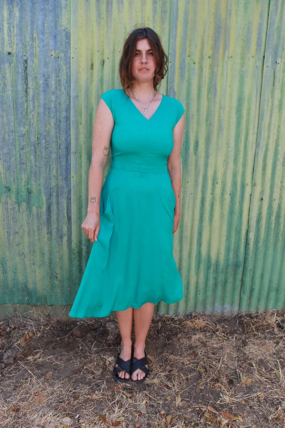 Xena Dress in Teal Challis Calm Beauty