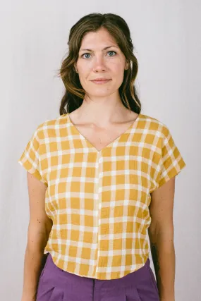 Dolman Top in Marigold Checker Breathable Knit Wear