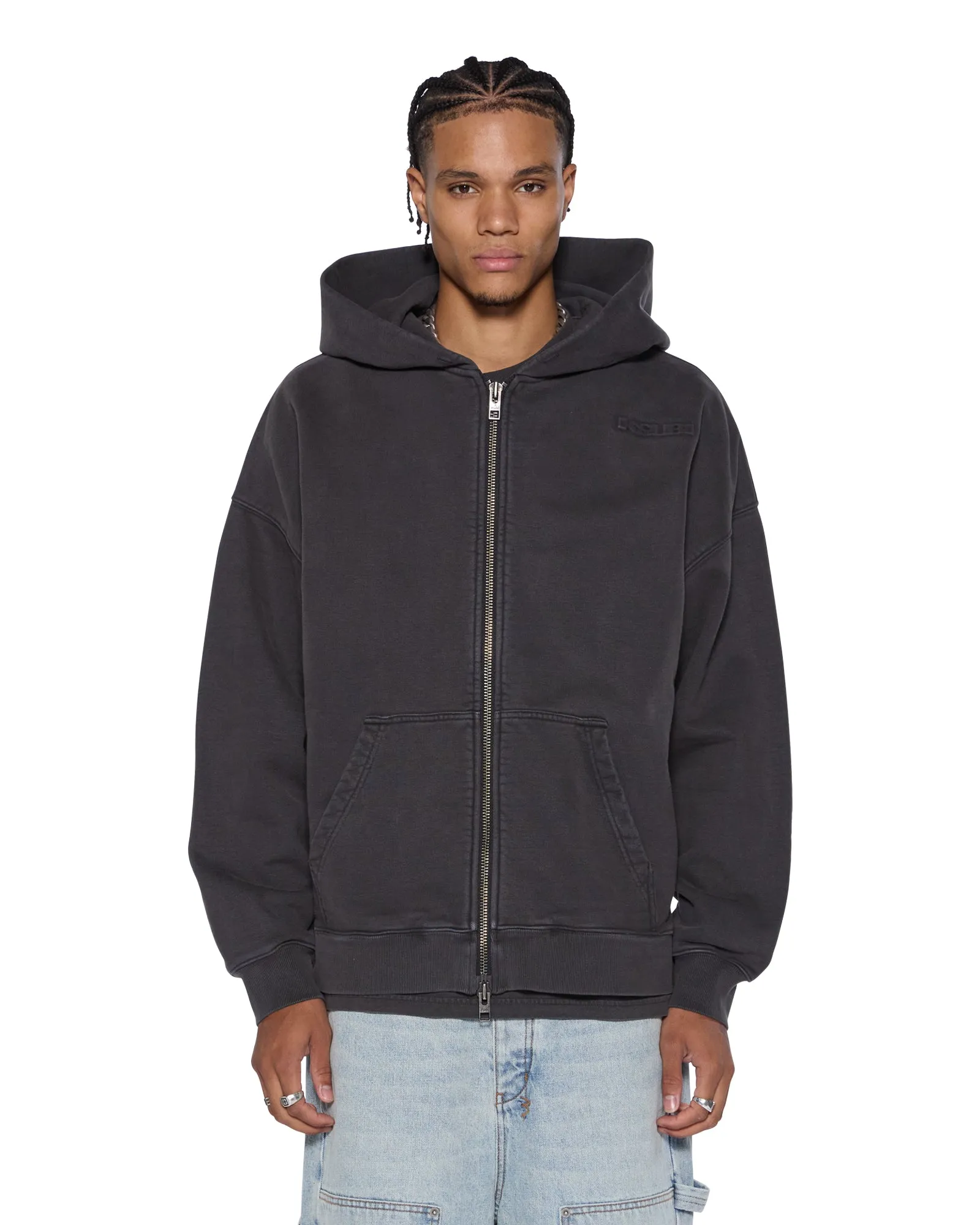 Cozy Layer Reinforced Hem Stitching INTRUDER EKCESS HOODIE FADED BLACK