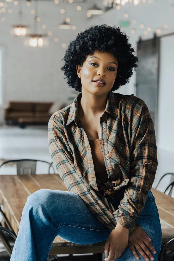 Yasmine Oversized Plaid Button Down Shirt - FINAL SALE MultiFunctional Pocket Placement