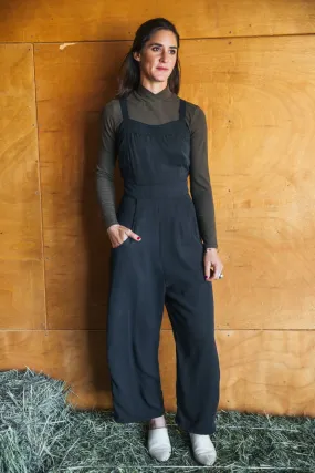 OdorResistantTechnology Yolked Juniper Jumpsuit in Black Brushed Cotton