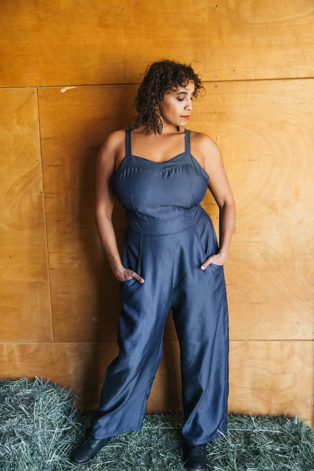 Yolked Juniper Jumpsuit in Denim Tencel Reinforced Shoulders ThermalRegulating