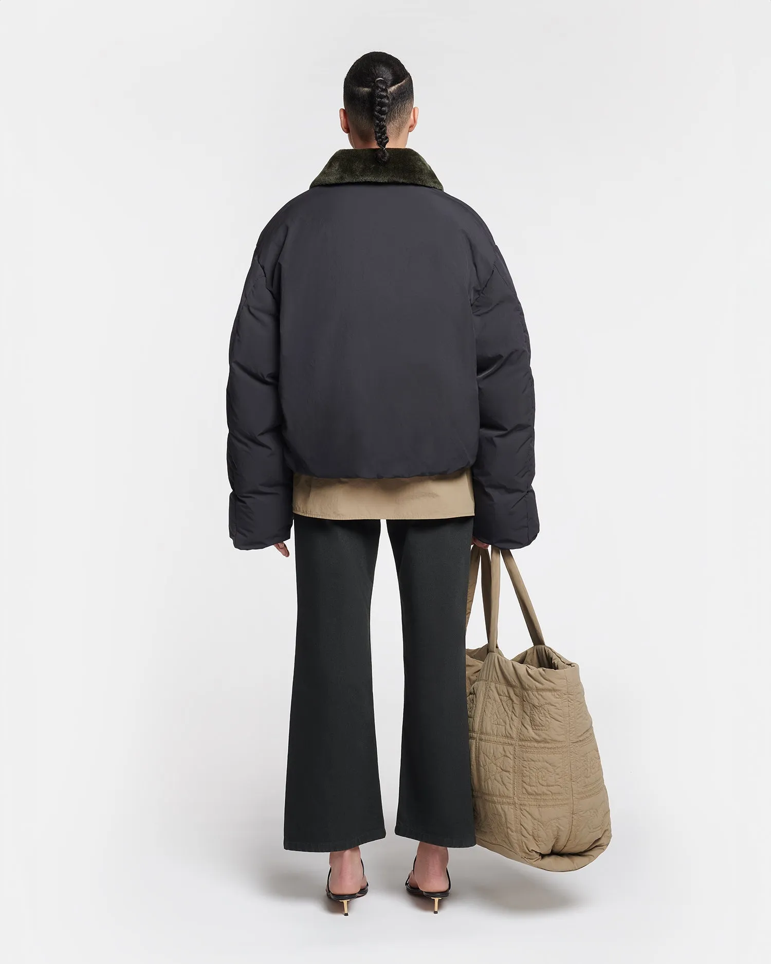 Quick-drying-property Zacharie - Faux Fur and Tech Nylon Jacket - Black