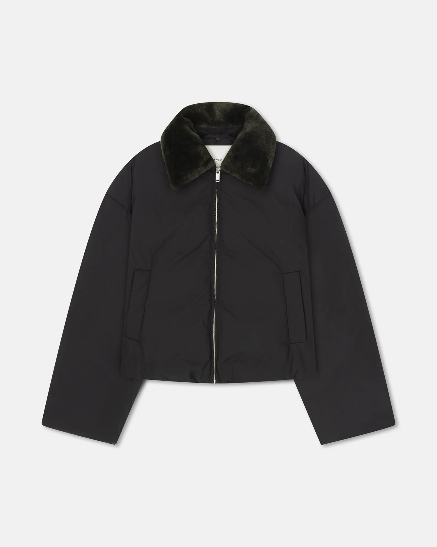 SweatManagement Design Breathable mesh Zacharie - Faux Fur and Tech Nylon Jacket - Black