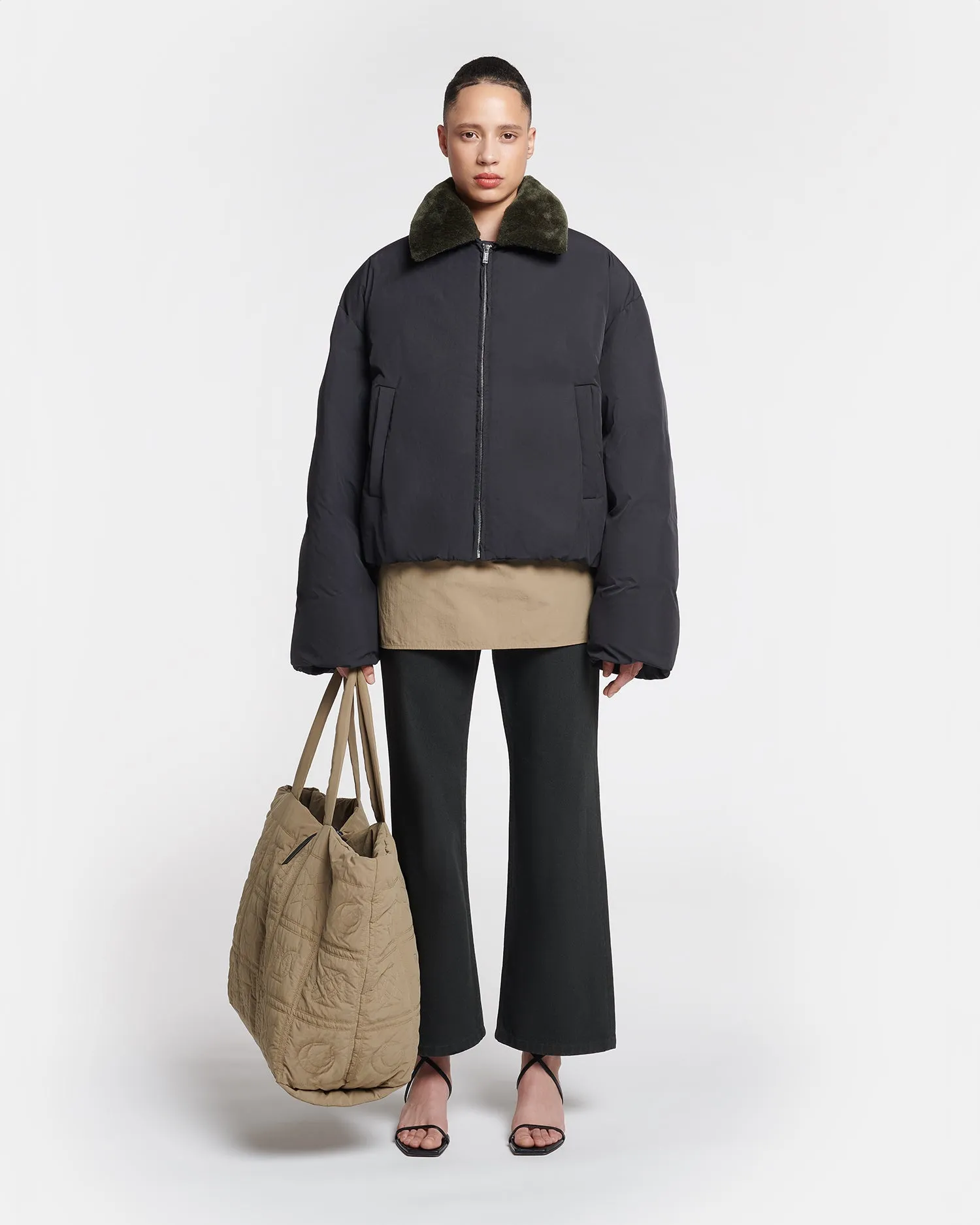 Zacharie - Faux Fur and Tech Nylon Jacket - Black Gusseted Crotch Construction