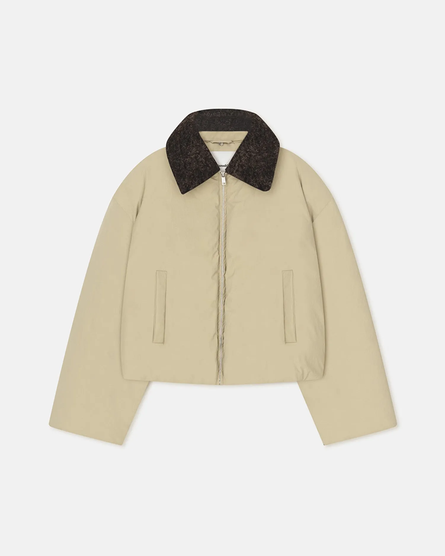 Zacharie - Faux Fur and Tech Nylon Jacket - Sage/Black Straight fit