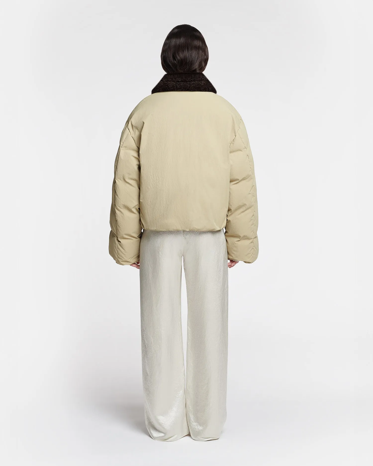 Zacharie - Faux Fur and Tech Nylon Jacket - Sage/Black retail store Reinforced Heel Counter