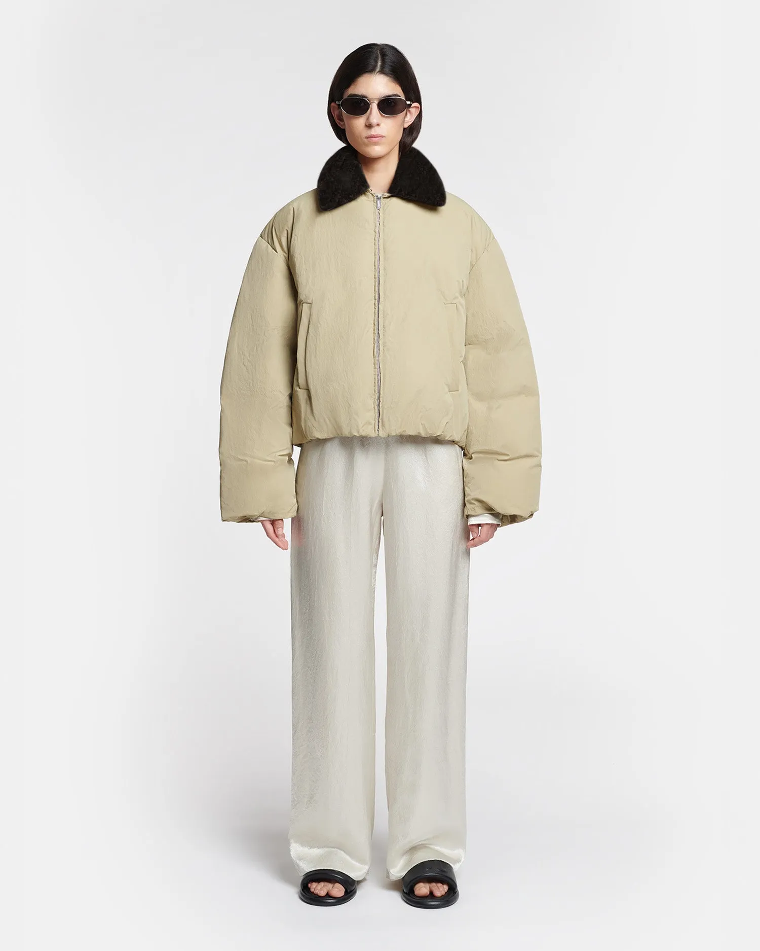 Zacharie - Faux Fur and Tech Nylon Jacket - Sage/Black High Frequency Welded Seams appropriate for seasons