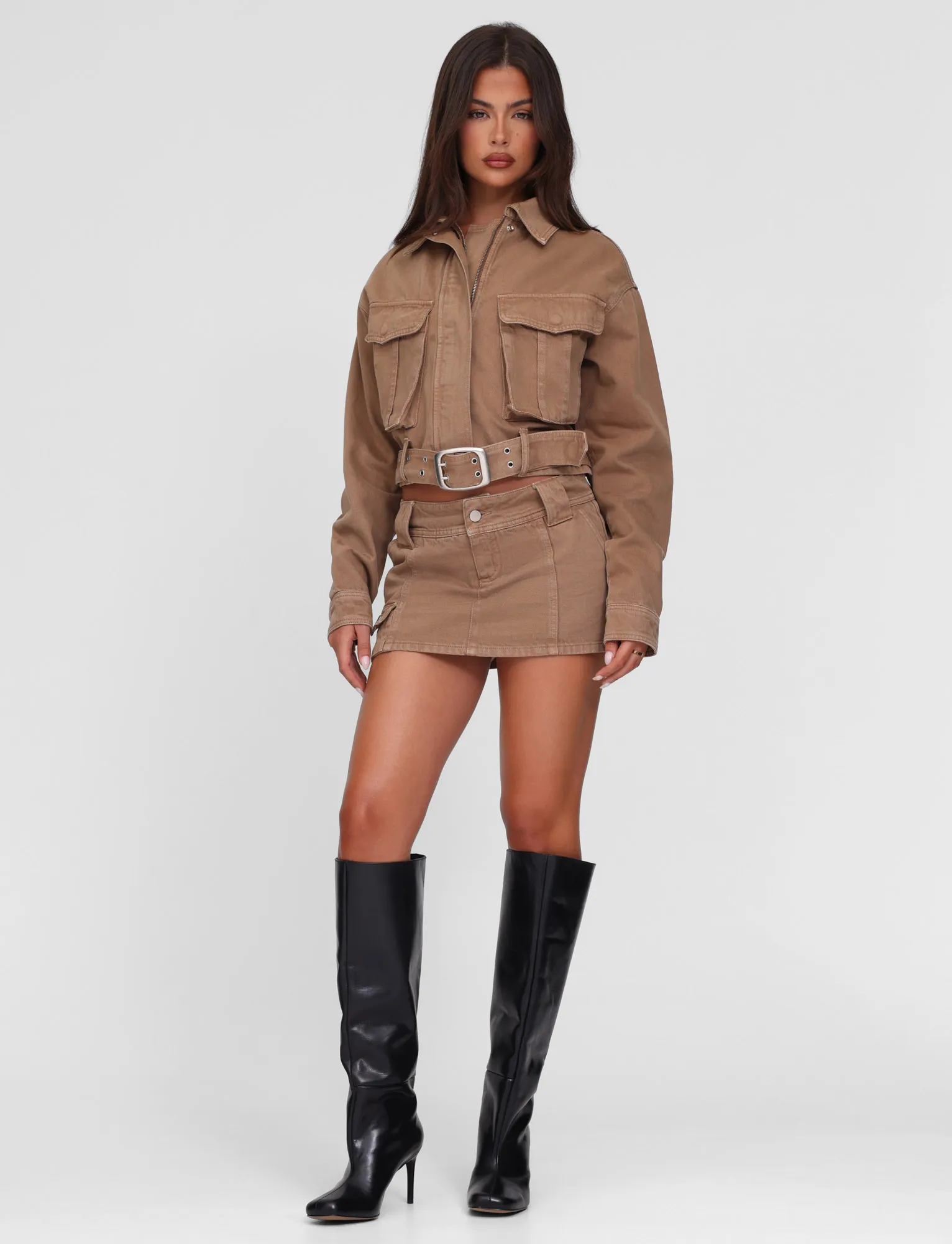 High Elasticity Material Sporty Casual ZELIE MINI SKORT - NEUTRAL : SANDBLAST : WASHED TAN