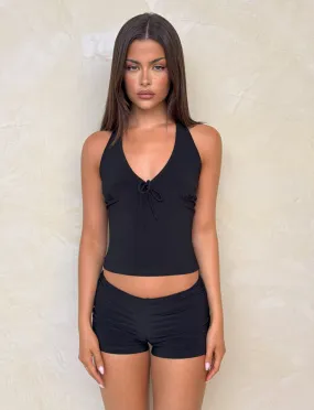 ZINZIE HALTER TOP - BLACK Temperature Regulating Fibers