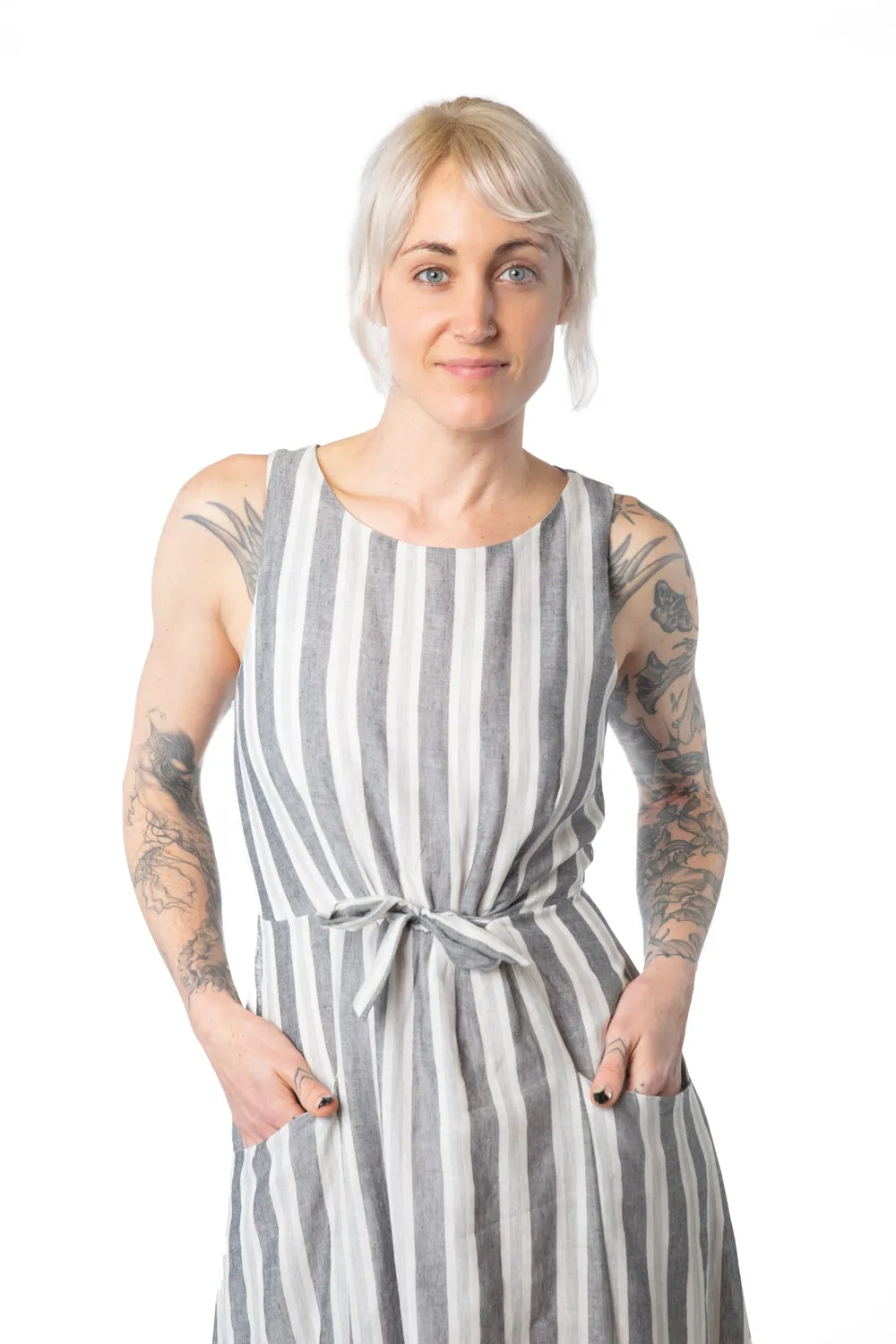 Timeless Layer Smart Texture Rhiannon Dress in Stone Stripe